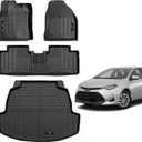Floor Mats and Cargo Liner Set Compatible for 2014 2015 2016 2017 2018 2019 Toyota Corolla Sedan All-Weather TPE Rubber Mat Protection (for 2014-2019 Toyota Corolla Floor Mats+Cargo Liner)