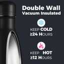 Volhoply 17oz Stainless Steel Water Bottles Bulk, Leakproof Insulated Metal Water Bottle for Sports, Travel, Adult, Black,8 Pack）