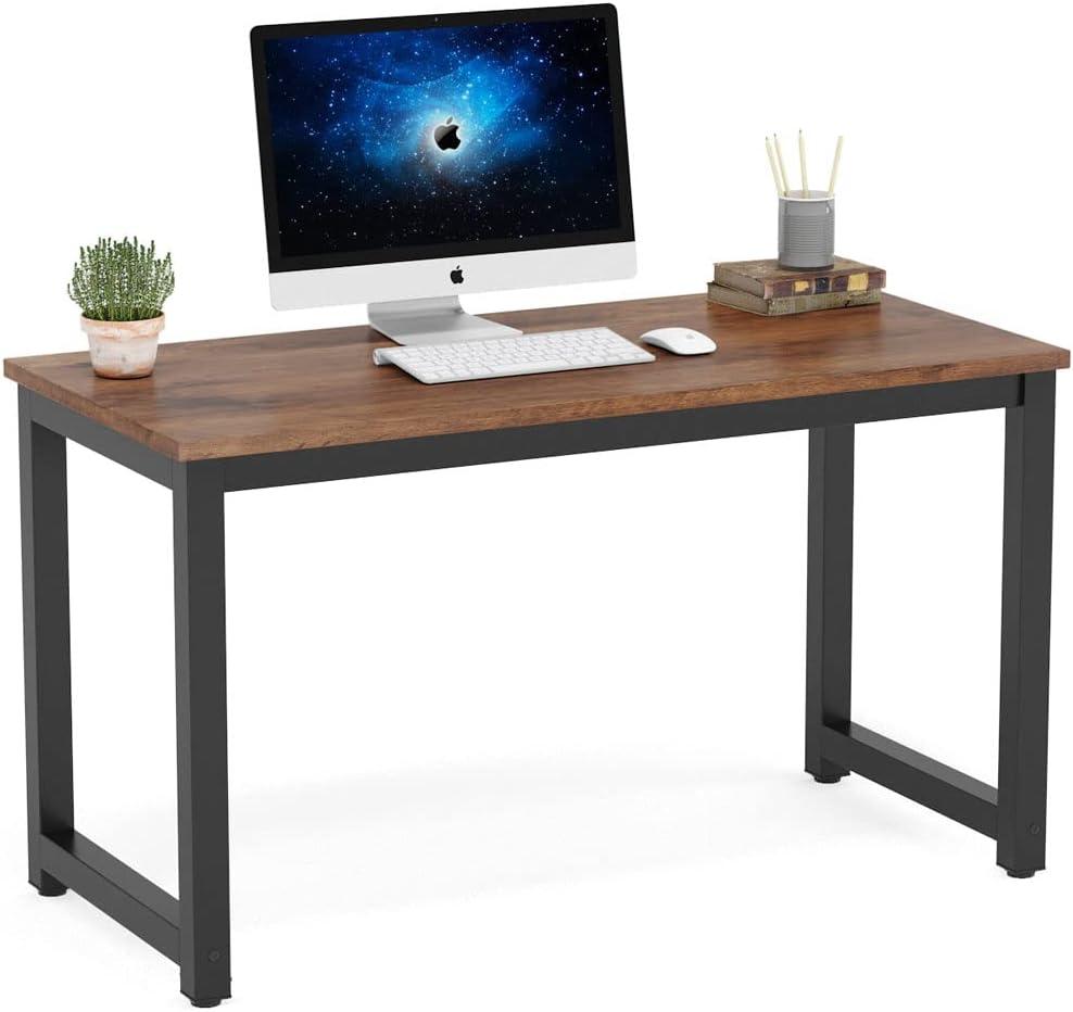 Tribesigns Modern Simple Computer Desk, 47 inch Vintage Office Desk Computer Table, Study Writing Study Desk Workstation for Home Office, Rustic Brown, 47*23.6 inch