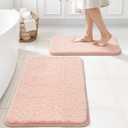 MIULEE Blush Bathroom Rugs Set 2 Piece, Soft Absorbent Microfiber Bath Mat Set, Non Slip Quick Dry Machine Washable Plush Shaggy Bath Rugs for Bathroom Floor, Tub and Shower, 16x24 inches