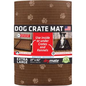 Drymate Dog Crate Mat Liner, Absorbs Urine, Waterproof, Non-Slip, Washable Puppy Pee Pad for Kennel Training - Use Under Pet Cage to Protect Floors, Thin Cut to Fit Design (USA Made) (Brown)(27"x42")