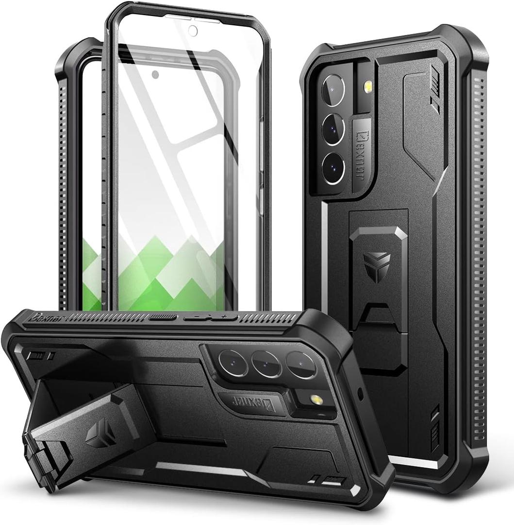 Dexnor for Samsung Galaxy S22 Plus Case, [Built in Screen Protector and Kickstand] Heavy Duty Military Grade Protection Shockproof Protective Cover for Samsung Galaxy S22 Plus 5G,Black