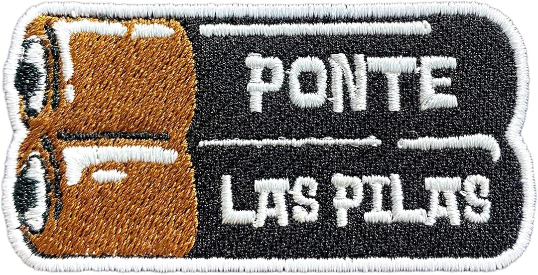 Ponte las Pilas Mexican Patch Funny Ponte las pilas Embroidered Patches 3" Mexican Phrases Iron On Embroidery Patch for Caps, Bags, Backpacks, Hat, Jackets, Uniform DIY PVC Patch Gifts 3 Inches