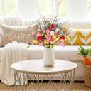 N&T NIETING Tulips Artificial Spring Flowers with Wildflowers 16 Pack Fake Tulips Stems 17" Artificial Flowers for Easter in Home Kitchen Wedding Vases Floral Outdoor Decorations