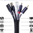 Cable Management Sleeves 1.5in - 2 Pack 4.1ft Split Braided Cable Sleeve Black, Wire Organizers for Cords, Hard PE Cord Protectors from Pets, Flexible Cord Wrap Wire Sleeve for Computer Cord Organizer