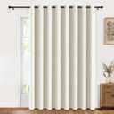 100% Blackout Shield Sliding Door Curtains, Extra Wide Curtains 108 Inch Long, Patio Door Grommet Drapes for Living Room, 100W x 108L, Cream