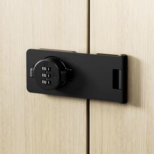 ETEKJOY Keyless Cabinet Lock 3-Digit Combination Password Hasp Latch Lock Twist Knob Wooden Drawer Cupboard Locker Gun-Safe Closet Box Home Office Security (Black, 4.5 Inch)