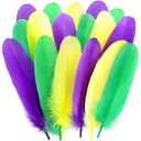 150pcs Mardi Gras Craft Goose Feathers, 5-7inch Colored Bulk Feathers for DIY Crafts Dream Catchers, Mardi Gras Cosplay Wings Home Wedding Party Decorations
