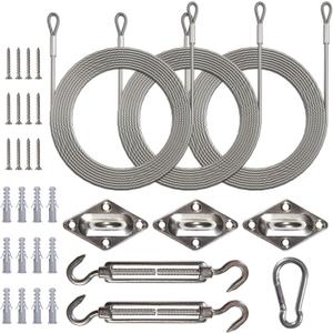 Amgo Hardware Kit Set for Triangle Sun Shade Sails Canopy, Easy-Tensioning, 316 Military-Grade Stainless Steel(6 Inch Hardware Kit + Cables)