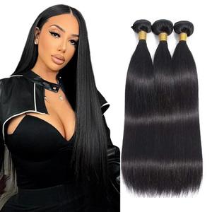 Straight Human Hair Bundles 30 32 34 Inch 1B Straight Bundles Unprocessed Brazilian Mixed Length Natural Black Human Hair Bundle Extensions 50 Gram Per Bundle