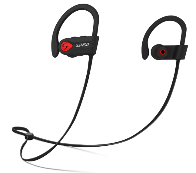 SENSO Bluetooth Headphones, Best Wireless Sports Earbuds w/Mic IPX7 Waterproof HD Stereo Sweatproof Earphones for Gym Running Workout Noise Cancelling Earphones Earbuds Noise Cancelling Headsets