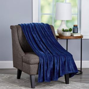 Lavish Home Velvet Throw  Oversized Microfiber Velvet Solid Polyester Throw Blanket  Breathable and Machine Washable by LHC (Midnight Blue) (70 L x 60 W)