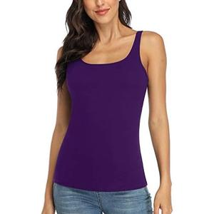 V FOR CITY Women's Cotton Tank Top with Shelf Bra Adjustable Wider Strap Camisole Basic Cami Tanks, Size: XL