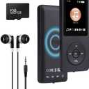 MP3 Player with Bluetooth 5.2 HiFi Sound, with Built-in Speaker/FM Radio/Voice Recorder/E-Book, Lossless Sound Multifunctional Mini Design Ideal for Sport Running (Earphones Included) (black)