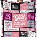 Christian Gifts for Women Blanket 60"x50", Religious Spiritual Gifts for Women, Faith Based Bible Birthday Gifts, Baptism Confirmation Gifts for Girls, Christian Graduation Gifts