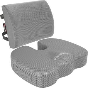 FORTEM Office Chair Cushion and Back Support for Office Chair, Lumbar Support Pillow, Memory Foam, Non Slip Sitting and Back Rest for Gaming, Car Seat Cushion, Chair Pad, XL (Black Velour)