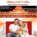 Red Light Therapy Mat for Body, Large 39"x24" Infrared Light Pad with 400 LEDs Tri-Chip 660nm & 850nm, Red Light Blanket for Back, Leg, Joint & Muscle Pain, 9 Timer, Max 60W