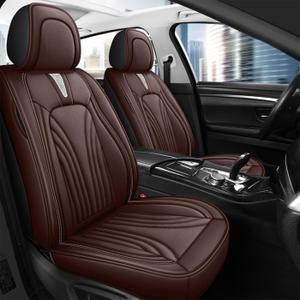 Car Seat Covers for 2 Seats - Nappa Leather 3D Foam Back Support, Super Breathable, All Season Car Seat Cushion with Storage Bags, Universal Fit for Most Cars, Colour- Coffee Brown