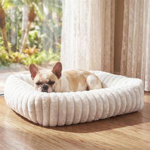 Dog Bed for Small Medium Size Dog, Washable Self Warming Dog Cat Beds for Indoor Cats Fluffy Rabbit Fur Pet Bed for Puppy and Kitten, Orthopedic Dog Cat Beds with Removable Cover & Anti-Slip Bottom