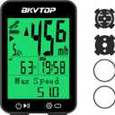 GPS Bike Computer Wireless Cycling Computer with 9 Language Support, 2.4 Inch Easy to Read LCD Speedometer, IPX7 Waterproof, Auto Start Stop MPH KMH for Road Mountain Bike