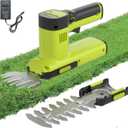 12V Cordless Hedge Trimmer & Grass Shears - 2 in 1 Handheld Small Electric Grass Shear Bush Trimmer, Lightweight Shrubbery Trimmers Battery & Charger Included, Shrub Trimmer for Garden, Yard, Lawn