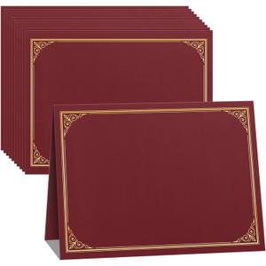 SUNEE 10 Packs Burgundy Certificate Holders, 250gsm, for 8.5x11 Award Certificates, Certificate Covers with Gold Foil Border
