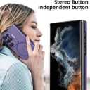 Galaxy S22 Ultra 5G Phone Case,Designed for Samsung S 22 Ultra with Camera Lens Protector,Built-in Camera Ring Stand Kickstand,Heavy Duty Shockproof Cover for Women Men 6.8''in Purple