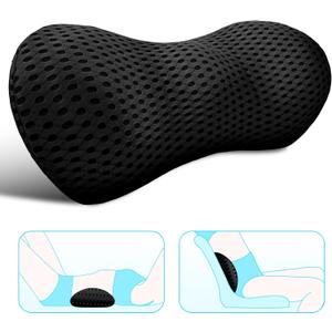 Lumbar Support Pillow for Office Chair, Memory Foam Lumbar Pillow for Lower Back Pain Relief (Oval Black)