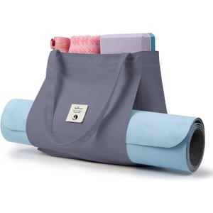 WLLWOO WLLWOO Yoga Bags for Women with Yoga Mats Bags Carrier Carryall Canvas Tote for Pilates Shoulder for Travel Office Beach Workout (Gray)