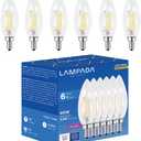 Lampada Chandelier Light Bulbs Dimmable LED, E12 Base Candelabra Bulbs, 40W Equivalent Light Bulbs, 3000K Warm White, 300 Lumens, Vintage LED Edison Bulbs, B11 Decorative Light, 6 Pack