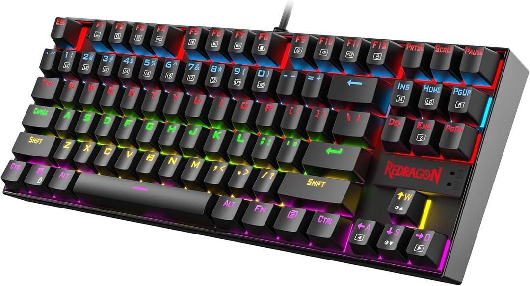 Redragon K552 Mechanical Gaming Keyboard, 87-Key Compact, LED Gaming Keyboard with Red Switches, Anti-Ghosting, Metal Frame for PC Gaming & Typing, Beginner-Friendly (Black) (K552-KR)