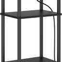 Tall End Table with Storage, 3-Tier Small Bedside Table with Charging Station, Narrow Side Table Stand, Space-Saving Nightstand for Living Room, Bedroom,Office, Black