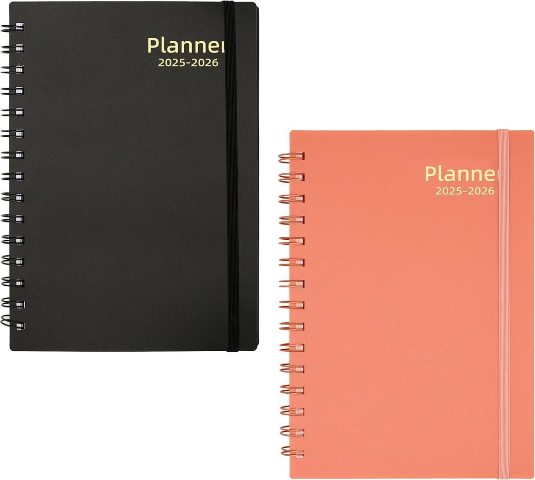 2Pcs 2025 Planner Weekly & Monthly, 18 Months Daily Planner 2025-2026, Jul.2025-Dec.2026, Calendar Agenda Planner with Tabs Sticker, A5 Size, 100GSM Paper