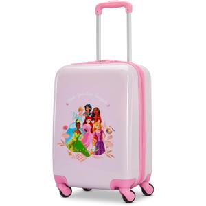 American Tourister Disney Princess Carry-On Luggage - Airline Approved, Durable Hardshell with Disney Princess Favorites - Roll Confidentially with Spinner Wheels & Colorful Adjustable Handle, Carry-On 18-Inch