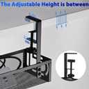 Under Desk Cable Management Tray Small Clamp-Mounted Wire Organizer & Cord Management Under Desk Rack, No-Drill Metal Cable Organizer for Home Office (Black)