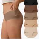 SHARICCA Womens Seamless Underwear No Show Hipster Panties Invisible Lightweight Nuage Bikinis Briefs Microfiber Pack 5, XL