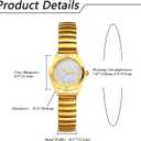 JewelryWe Women's Big Dial Easy Reader Watch Gold/Silver Tone Elastic Stretch Band Wristwatch for Christmas