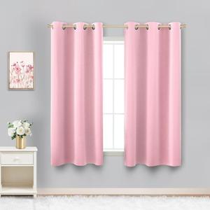 KOUFALL Kids Curtains for Bedroom,Nursery Curtains Girl Blackout Baby Pink Short Princess Room Decor for Teen Girls Bathroom Window,45 Inch Length (34"W x 45"L (Pack of 4))