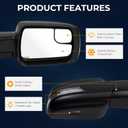 Left Driver Side Matte Black Mirror Compatible With Ram 1500 2019-2025 Power Folding Heated Mirror With Turn Signal Puddle Light Temperature Sensor Replacement for 68462769AB (14Pins)