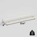 WOPITUES Floating Shelves 24 inch with Gold Metal Guardrail, Shelves for Wall Decor Set of 3, Wall Shelves for Bedroom, Bathroom, Kitchen, Living Room, Plants, Picture Frames, Art- White and Gold
