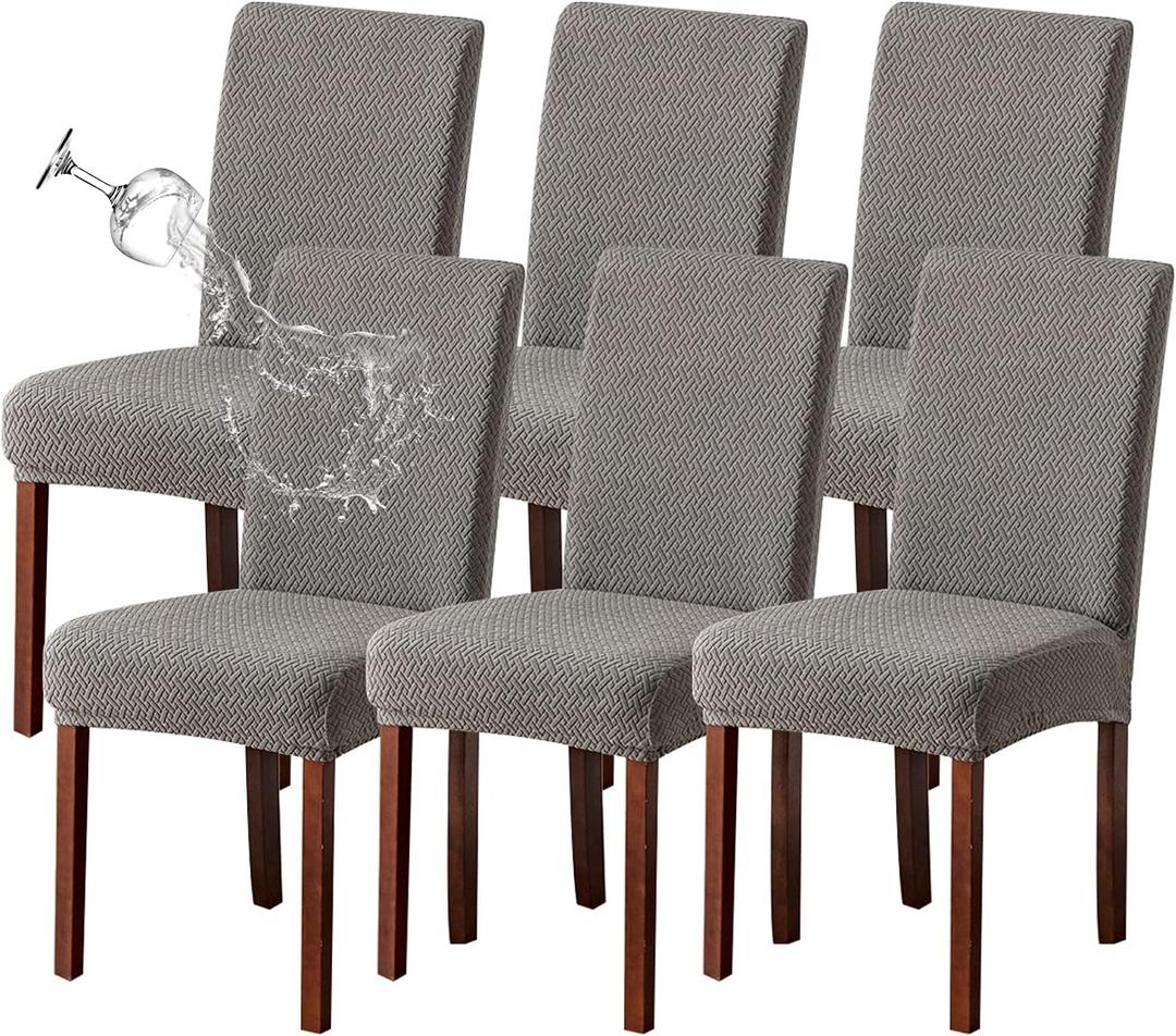 Genina Waterproof Chair Covers for Dining Room 6 Pack Kitchen Chair Covers Parson Dining Chair Slipcover,Gray