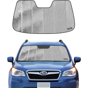 Windshield Sun Shade for Subaru Forester 2014-2018,Without Eyesight Driver Assist,Front Window Sunshade Shield,2-in-1 Reflective Sun Shade,Silver for Summer, Black for Winter