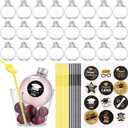 LemonRoad 20 Set 20 Set Graduation Balls Refillable Drink Ball with Graduation Themed Stickers and Straws Spherical Plastic Potion Bottle Plastic Fillable Ornament Balls for Class of 2026 Party