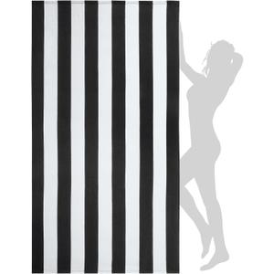 WILFA Extra Large Beach Towel - Oversized Mircofiber Beach Towel 40'' x 70'', XL Striped Lightweight Pool Towel, Big Cabana Swim Travel Towel for Adults Mens Women,Black