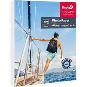 Koala Thin Photo Paper 8.5 x 11 In Glossy Photo Printer Paper for Inkjet Printer Water-Resistant 100 Sheets 200gsm for Everyday Use