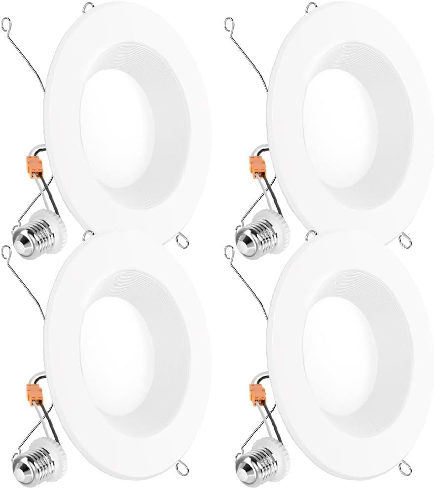 Sunco Retrofit LED Recessed Lighting 6 Inch, Downlight Can Lights for Ceiling, Baffle Trim, 965 LM, 13W (120W Equivalent), 3000K Warm White, Dimmable, Damp Rated UL 4 Pack.