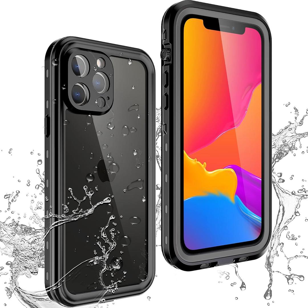comosso Waterproof Case for iPhone 13 Pro Max 6.7", Full Body Shockproof Dustproof Built-in Screen Protector Snowproof Cover IP68 Waterproof Case for iPhone 13 Pro Max(Clear/Black)
