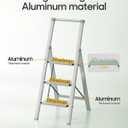 HillhutApex 3 Step Foldable Aluminum Step Ladder with Handgrip, Anti-Slip Pedal, 330 lbs Capacity, Lightweight & Portable for Home, Kitchen, Office, Garage (Pale Green)
