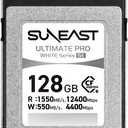 SUNEAST Ultimate PRO White CFexpress Type B, 128GB Memory Card, Up to 1550MB/s Read, 550MB/s Write, TLC 8K Video Card for Professional Cameras, High-Speed CFexpress B, XQD-Compatible, Series SE