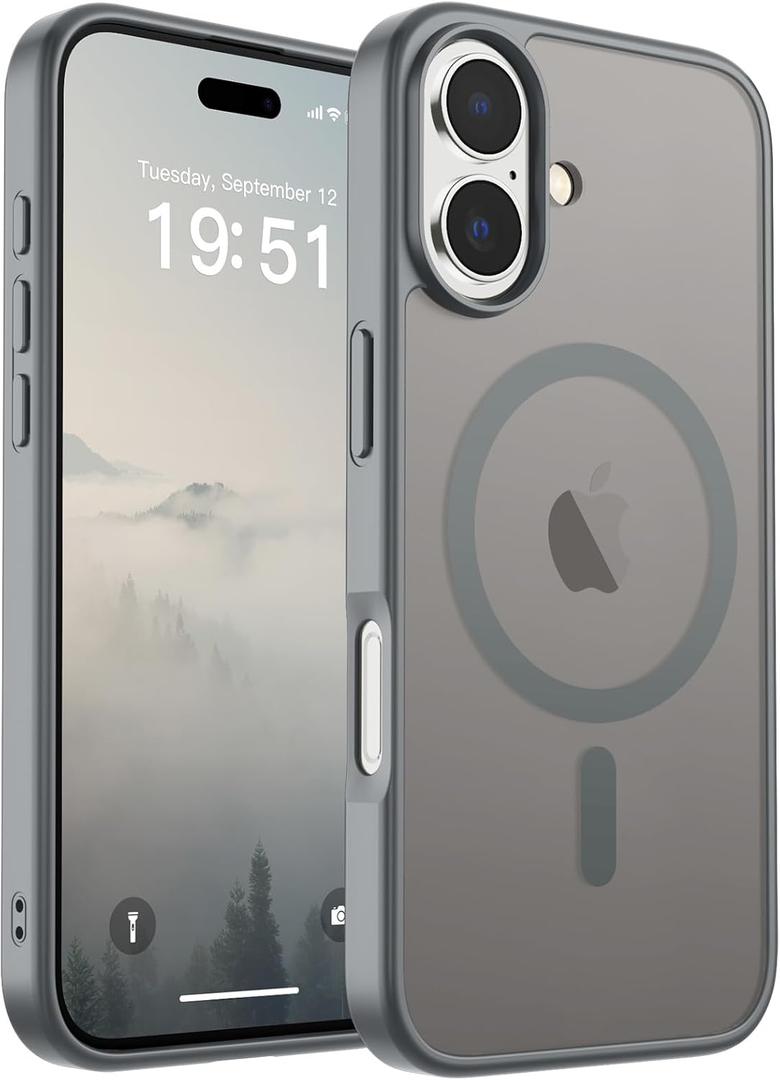 SUPFINE Magnetic for iPhone 17 Case (Compatible with MagSafe)(Military Grade Drop Protection) Translucent Matte Shockproof with Anti-Fingerprint Phone Cover 2025,Gray